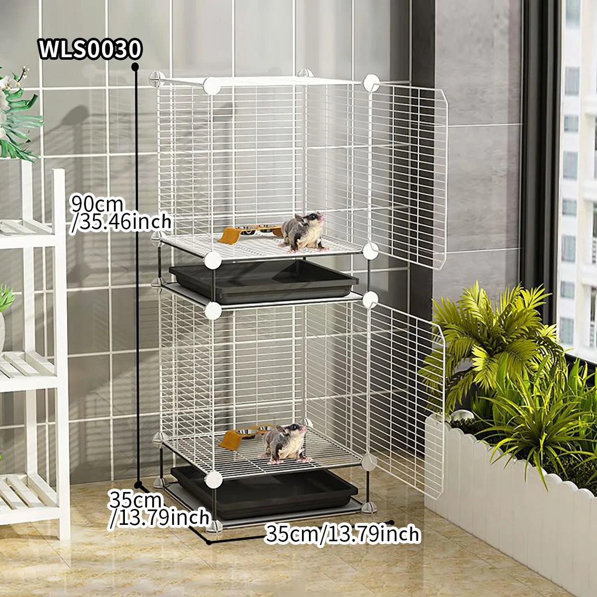 Small Animal Cage for Home Use That Does Not Occupy an Area with Toilet, Large Rabbit Cage, Sugar Glider, Breeding Squirrel Cage with Tray