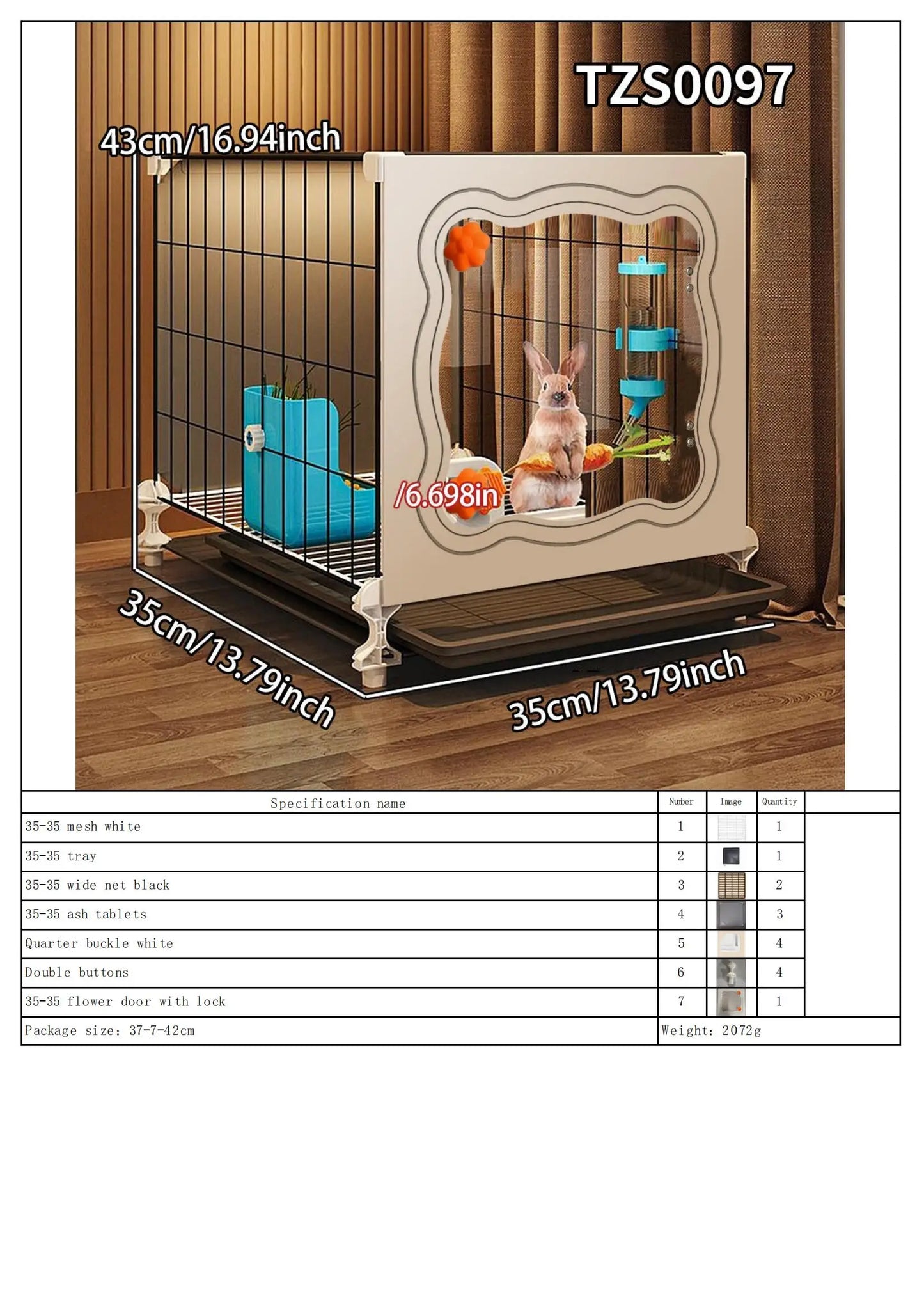 Rabbit Cage. Indoor Home Use with Toilet. Rabbit Villa, Small Dog, Kitten &  Guinea Pig Cage.