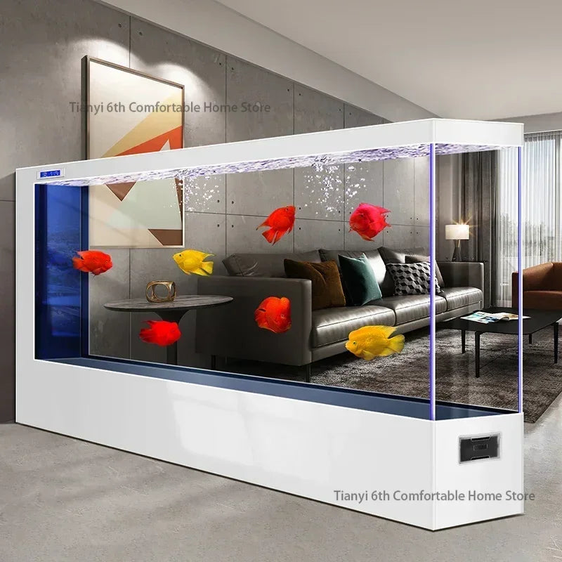 Super Large Transparent Luxury Aquariums. Long Floor-to-ceiling Fishbowl