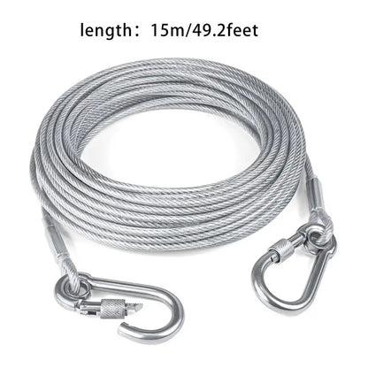 Double-headed Dog Tie. Outside Cable Leash , traction rope with metal buckle, steel wire anti-rust training collar,Outdoor Dogs Strap
