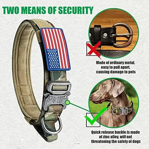 Tactical Dog Collar Set with USA Flag & Military Design