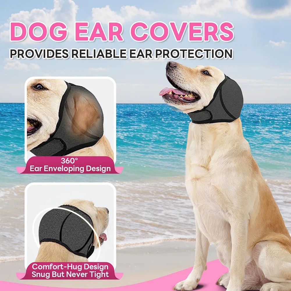 Dog Ear Covers. Waterproof & Soundproof Dog Ear Muffs for Noise, Water and Debris Protection. 360° Enveloping, Comfortable Dog Ear Warp