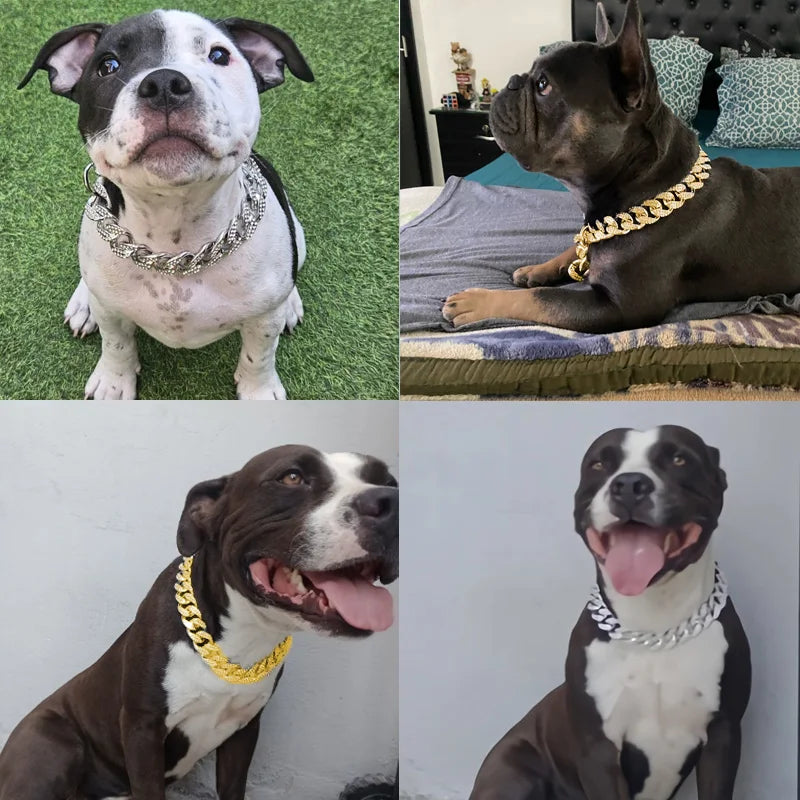 ABS Plastic Dog Collar Chain Diamond Inlay Sparkle. Cat Collars, Small Medium Large Dogs