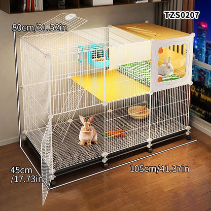 Encrypted Rabbit Cage for Home Use, Large, Indoor. Cleaning Tray, Guinea Pig Nest,