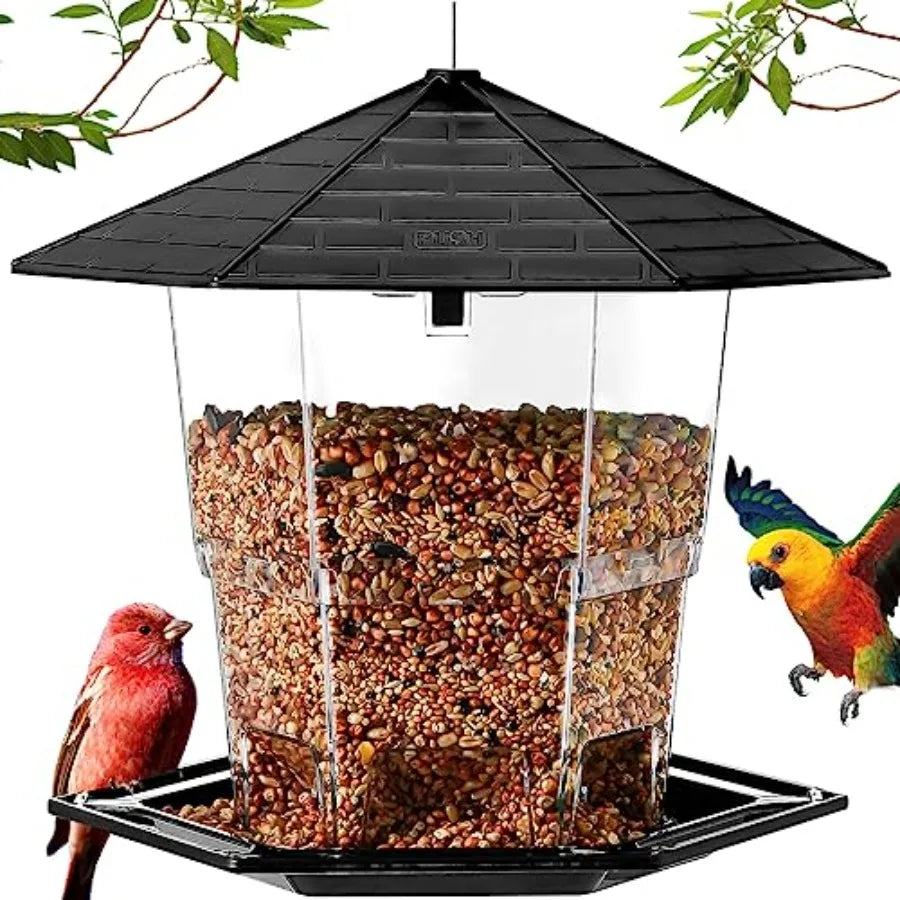 【Spot goods】Bird Feeders for Outdoors Hanging Bird Feeder Wild Birds Seed, Black