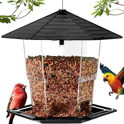 【Spot goods】Bird Feeders for Outdoors Hanging Bird Feeder Wild Birds Seed, Black