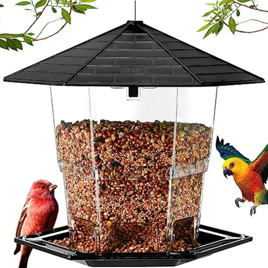 【Spot goods】Bird Feeders for Outdoors Hanging Bird Feeder Wild Birds Seed, Black