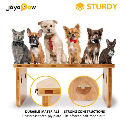 Bamboo Raised Bowls for Large & Medium Dogs with 2 Stainless Steel Bowls 10 Tall, 48 oz Bowls