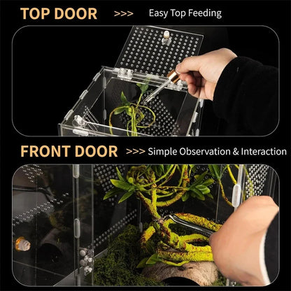 Transparent Acrylic Reptile Breeding Box For Geckos, Lizards, Snakes And Insects. Large Desktop Display Storage For Home Desk Decor