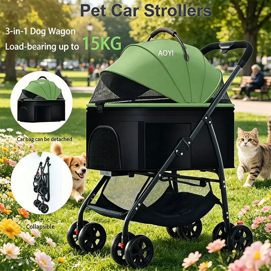 Pet Strollers, 3in1 Lightweight, Foldable, Specifically Designed for Walking Dogs. Medium-sized Small Dogs and Cats