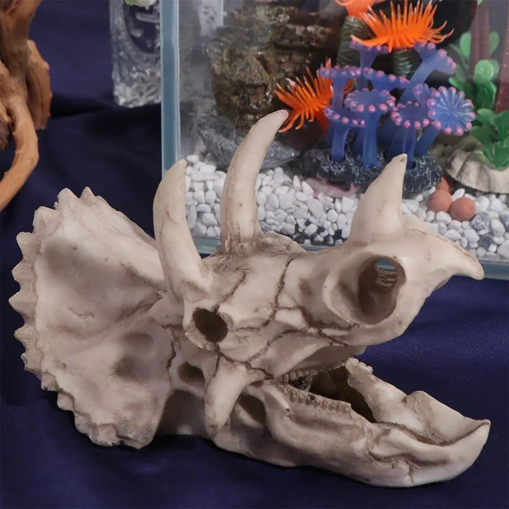 Animal Skull Fish Tank Dinosaur Ornaments. Aquarium Rhinoceros Bone Decoration. Crocodile, Jellyfish, Carp, Turtle