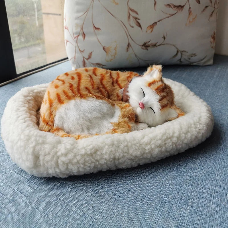 Breathing Cat Simulation. Plush Sleeping Cat or Dog Home Decoration Ornament. Photography Props Crafts