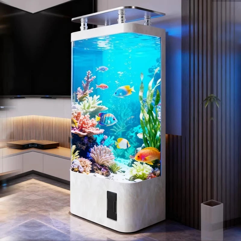 Smart Self-Cleaning Fish Tank - Medium Sized Standing Ecological Aquarium with Built-in Filtration  No Water Change Needed