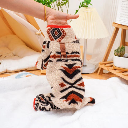 Dog Christmas Outfit, Holiday Pet Clothes for Small Dogs. Boy/Girl, Festive Pajamas with Feet, Puppy Onesie