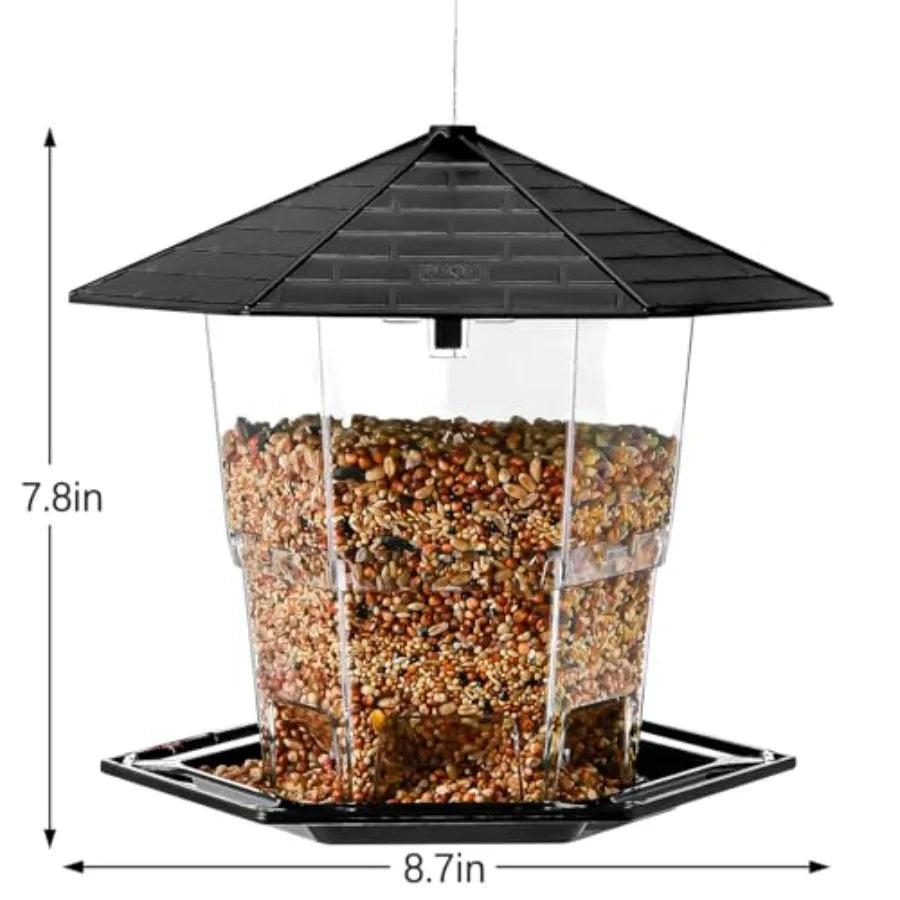 【Spot goods】Bird Feeders for Outdoors Hanging Bird Feeder Wild Birds Seed, Black