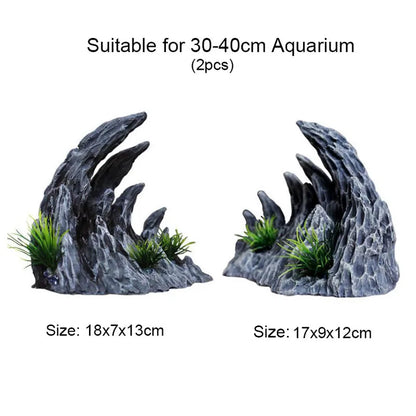 Resin Aquarium Decoration. For Fish Tanks. Simulated Canyon Ornament Acuario Rocks. Fish Decor 2pcs