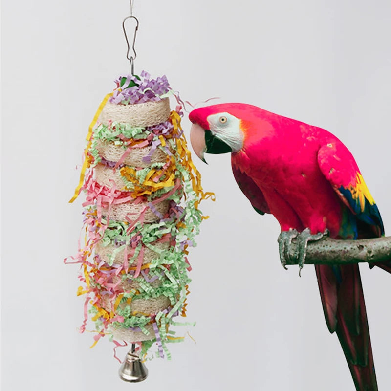 Parrot Toys Swing. Natural loofah. Hanging with Bell. Cockatiel and Parakeet Pet Bird Bites, Climb Chew Toys