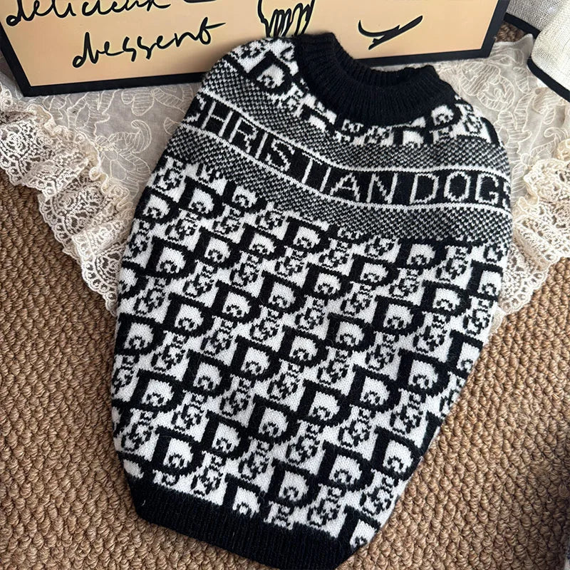 Luxury Designer Dog Winter Clothes, XS-2XL. Warm, Soft Puppy Sweaters Knitted. French Bull Knitwear