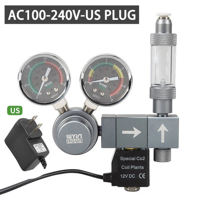 Aquarium CO2 regulator Dual meter solenoid valve Quick plug foam recorder  control system Fish tank CO2 pressure reducing valve