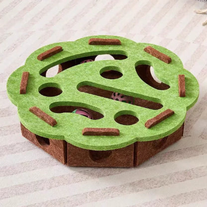 Pet Cat Puzzle Maze Holes. Felt Box With Bell Ball. Kitten Playing Toys Interactive.