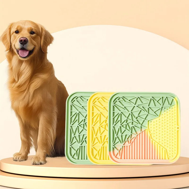 Silicone Pet Licking Mat. Cat Anti-choking With Slow Food Bowl. Puppy Bath Distracted Licking Plate.