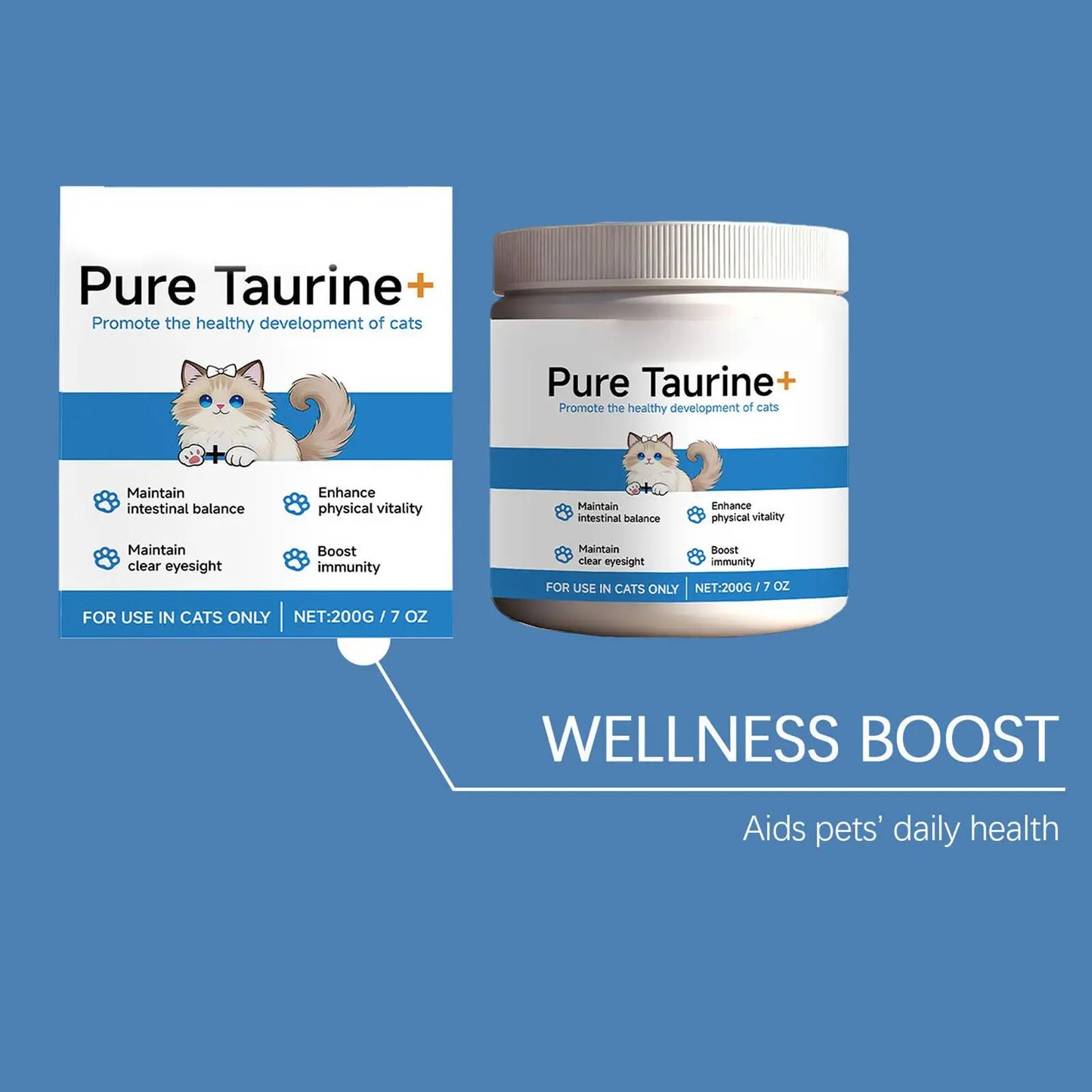 Pet Supplements 200g Daily Nutrition for Cats. Wet Or Dry Food Supplements for Small, Medium & Large Breeds