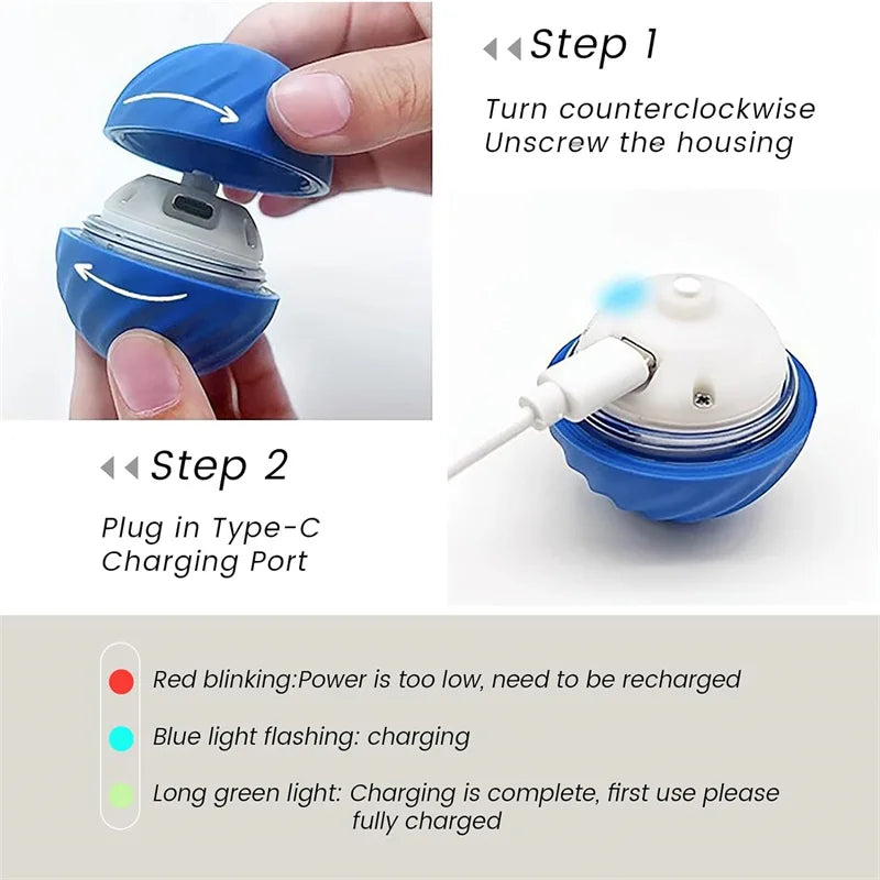 Smart Dog Toys. Electronic Ball, Interactive Pet Toy, Moving Ball. USB Automatic Moving Bouncing for Dogs and Cats