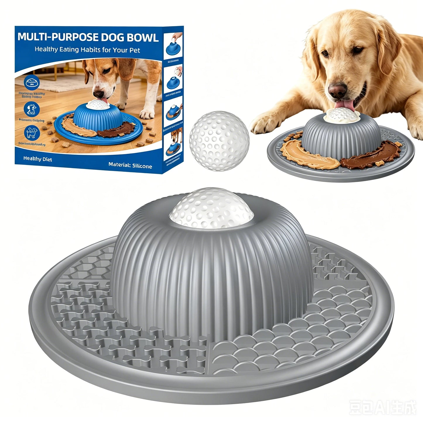 Pet Lick Silicone Mat for Dogs. Anti-Choking Puzzle Dog Food Bowls, Anti-Slip Interactive Training/Dog Feeder.