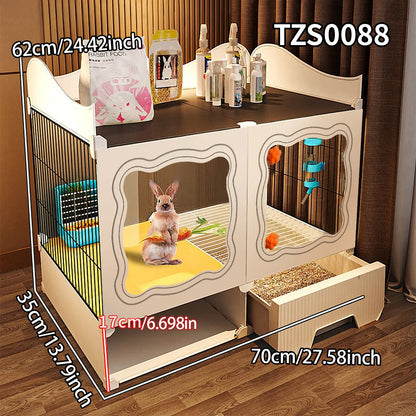 Rabbit Cage. Indoor Home Use with Toilet. Rabbit Villa, Small Dog, Kitten &  Guinea Pig Cage.