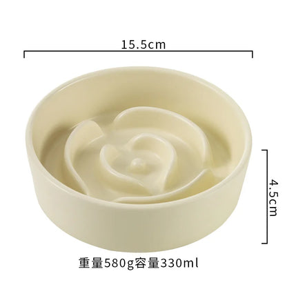 Ceramic Cat or Dog Bowl. Small and Medium-Sized Dogs. Slow Feeding, Anti-Choke Slow Food Bowl. Anti-Tumble