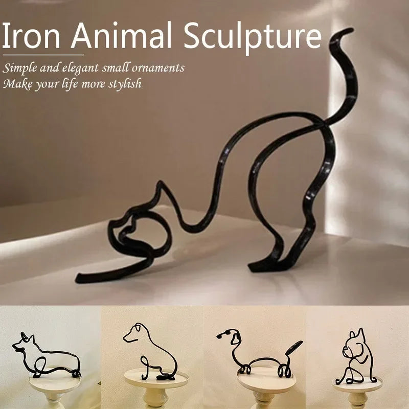 Dog Cat Minimalist Art Sculpture Decor. Gift Metal Decor. Modern Home/Office Accessories. Animal Shape Ornament. Dropshipping