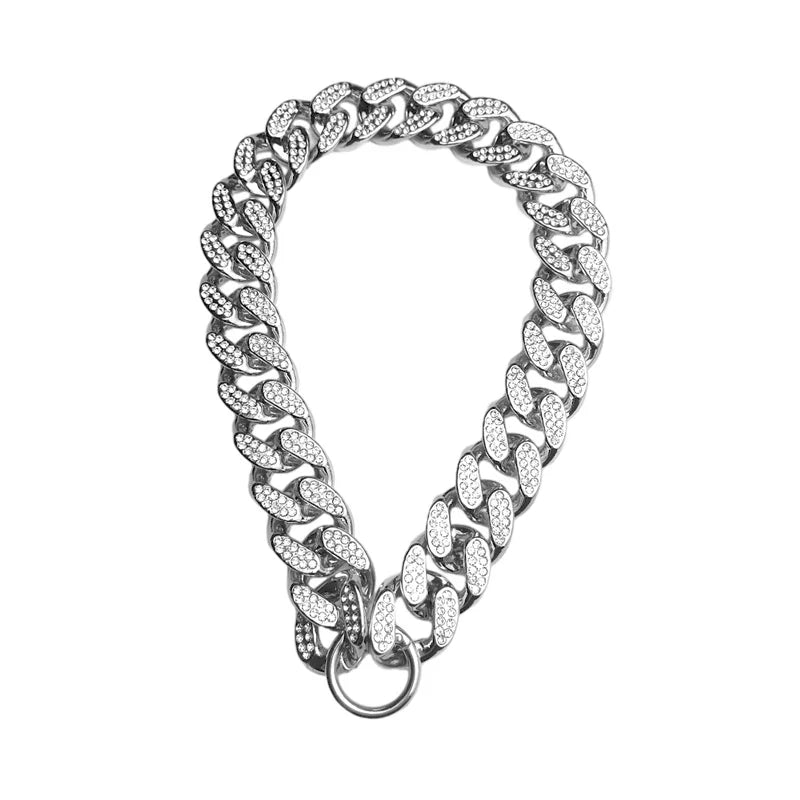ABS Plastic Dog Collar Chain Diamond Inlay Sparkle. Cat Collars, Small Medium Large Dogs