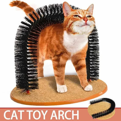 Cat Toy Arch. Self Groome, Pamper Feline with A Massage. Grooming /Rubbing Brush with Scratching Pad . Toy for Cats. Interactive Toys