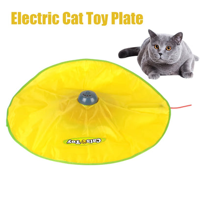Interactive Pet Toy For Cat/Kitty. 4 Speeds Motion. Undercover Mouse Fabric Moving Feather. Electric Cat Toy Plate Automatic