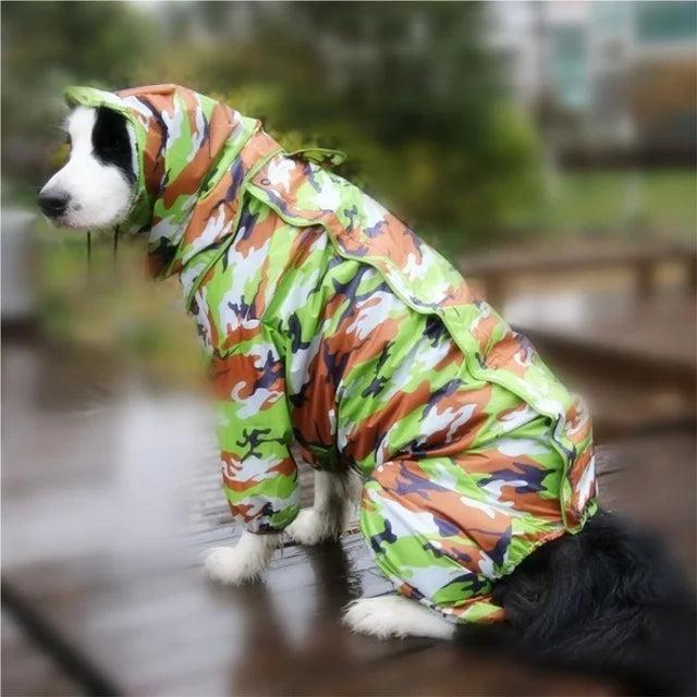 Waterproof Raincoat For Dogs. Suits, Dot Rain Cape For Medium/Big Dogs. Hooded Jacket/Poncho. Pet Rain Coat