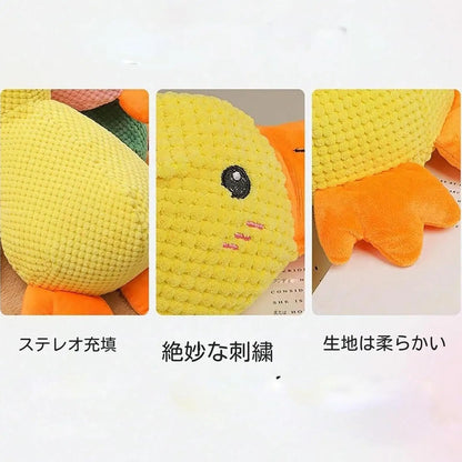 Duck dog toy, chew resistant, durable dog toy with quacking sound. teeth grinding relief. soft companion for small/large dog