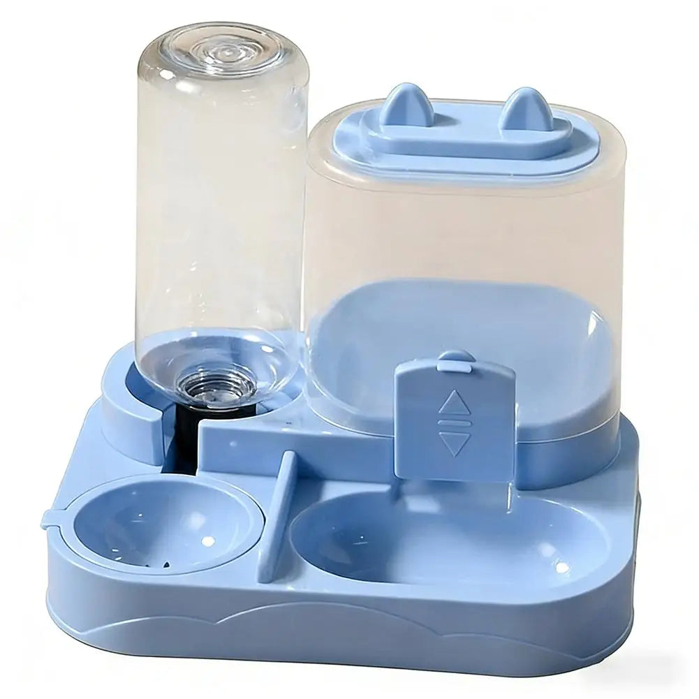 Pet Feeder. Dual Food Bowl All-in-One, Automatic Food/Water Dispenser. Large Capacity Food Storage Dispenser.