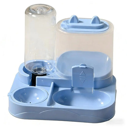 Pet Feeder. Dual Food Bowl All-in-One, Automatic Food/Water Dispenser. Large Capacity Food Storage Dispenser.