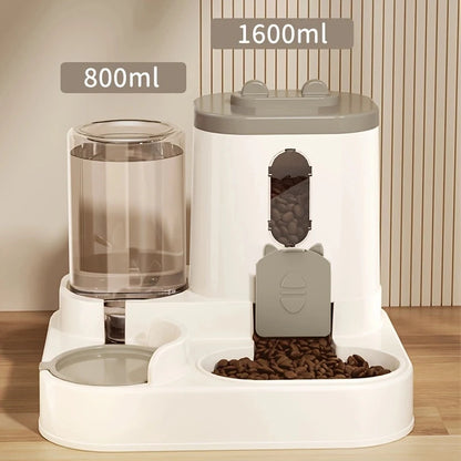 Pet large-capacity feeder, integrated, automatic water dispenser. Cat/dog food/water bowl.