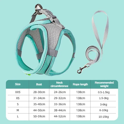 Puppy Harness Set. Adjustable Puppy and Cat Harness Vest. Small Dog Collar Pet Leash