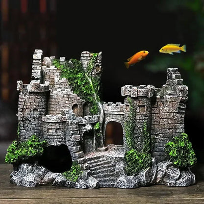 New Resin Fish Tank Ancient Castle Decoration. Aquarium Rock Cave Building Decoration