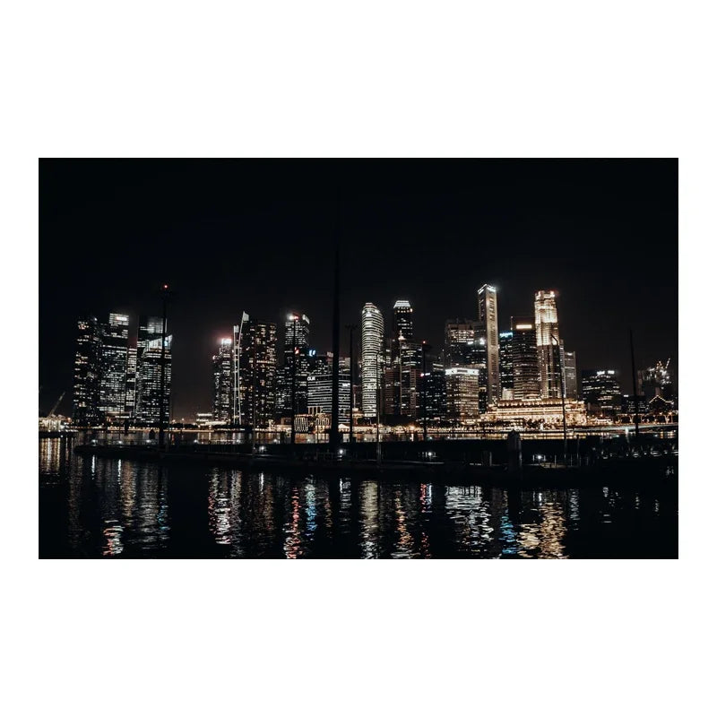 3D City Night Scene  Aquarium Background Poster. PVC Adhesive Sticker Fish Tank Underwater World Backdrop