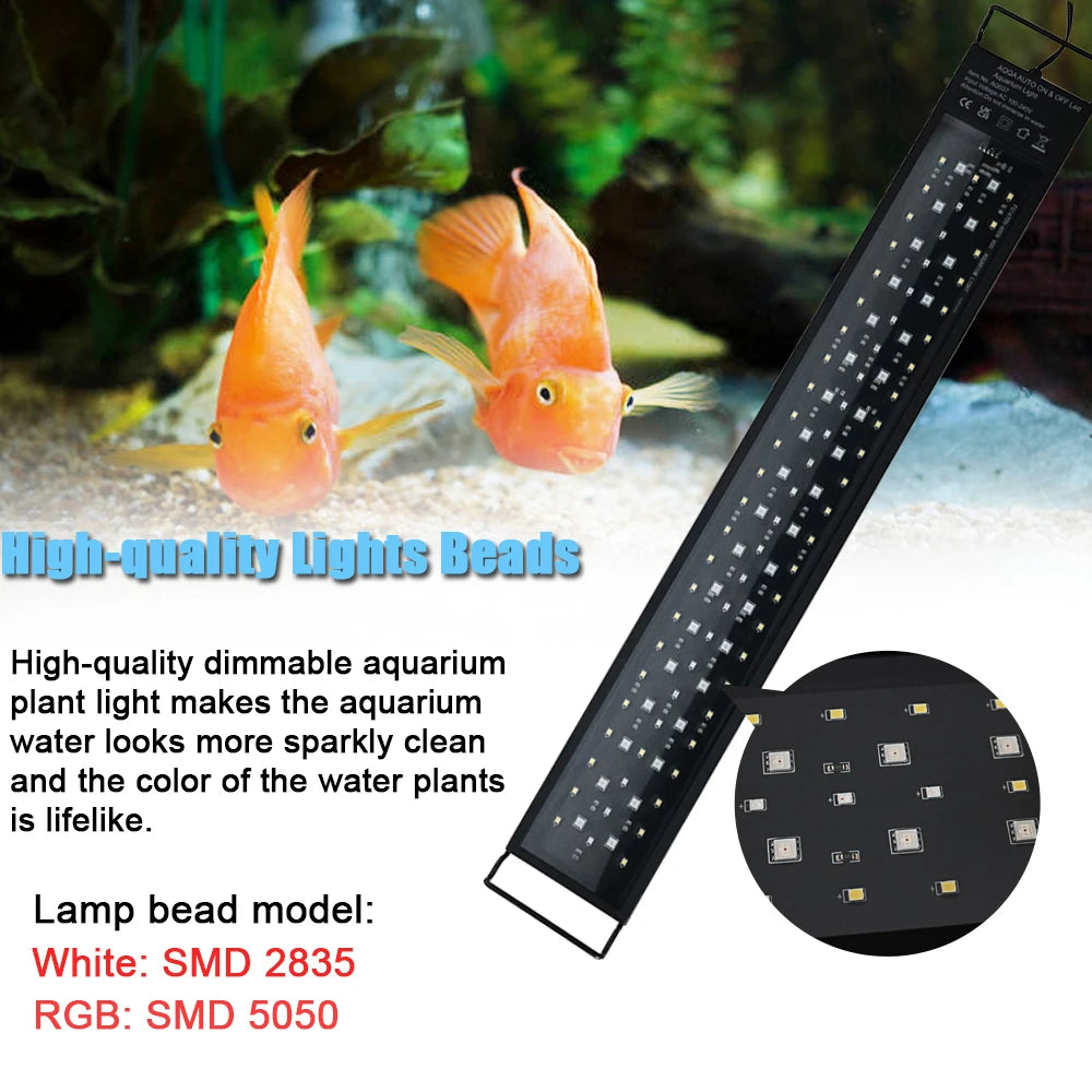 30-60cm Fish Tank 24/7 Full Spectrum Lighting. LED Light Aquarium Aquatic Plant Growth Lamp IP68 Waterproof 100V-240V