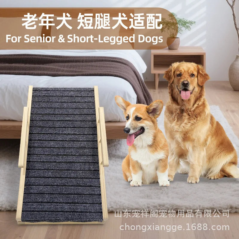 Pet Stairs for Small Dogs and Cats. Wooden Non-Slip Steps with Pine Frame. Chew-Resistant for Bed and Car Access.