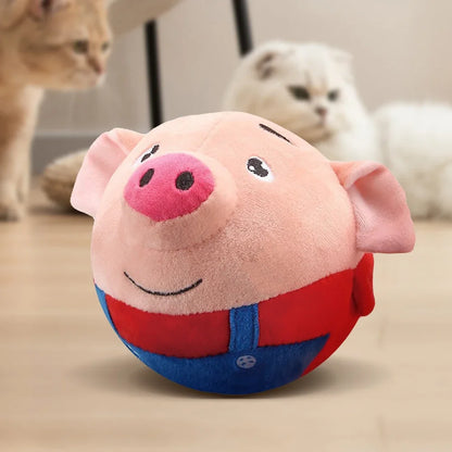 Electronic Pet Dog Toy. USB Plush Automatic Bouncing Toy. Vibration Ball. Bite Puppy Ball, Plush Sing, Chewing, Squeaker Dog Toy