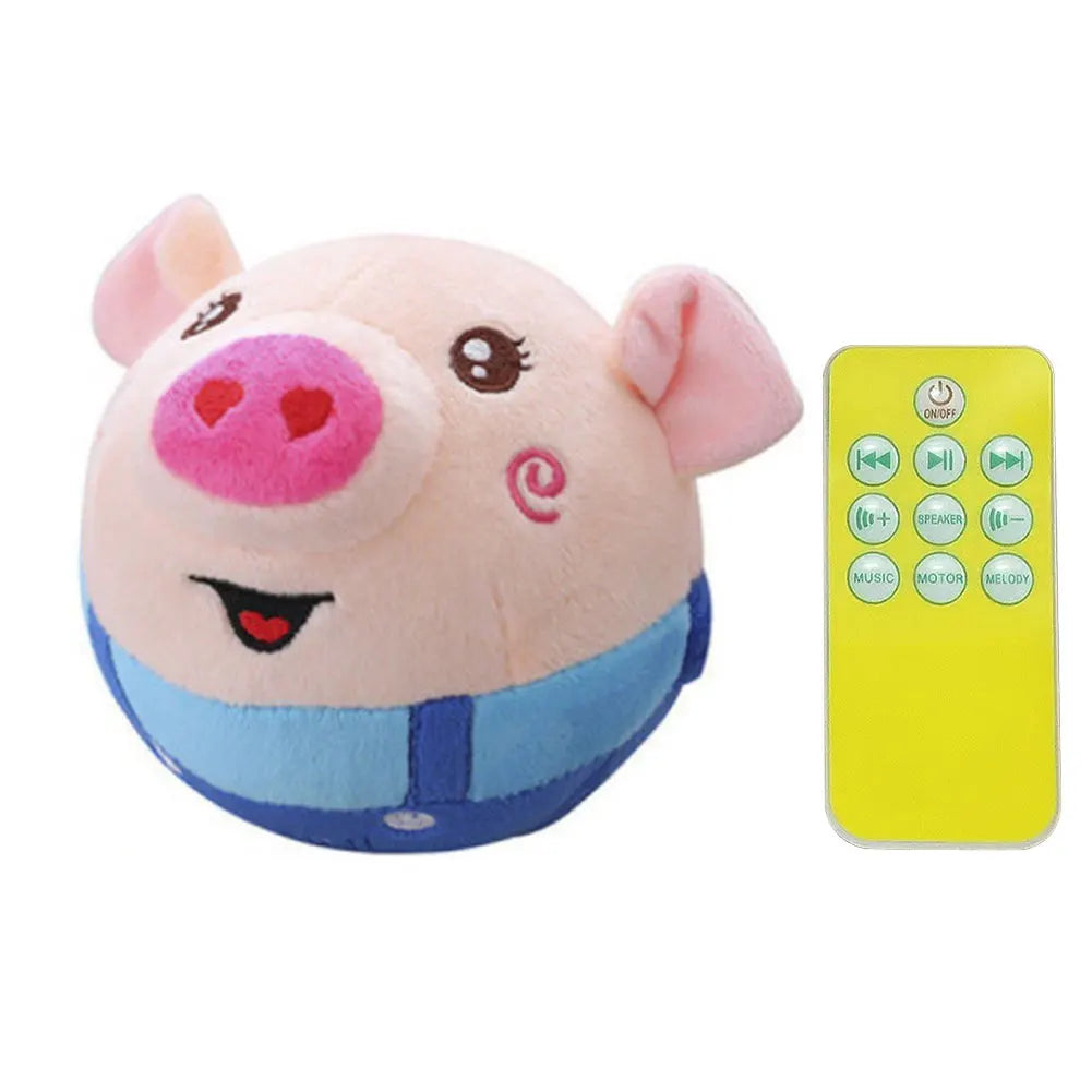 Cartoon Pig, Active Moving Pet Plush Toy. USB Rechargeable. Talking, Moving Dog Ball Toy. Bouncing Balls for Dogs/Cats