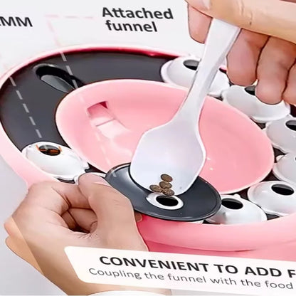 Interactive Cat Treat Dispenser Toy, Rotating Food Puzzle Bowl, Slow Feeder for Cats/Kittens, Funny Paw Work Design