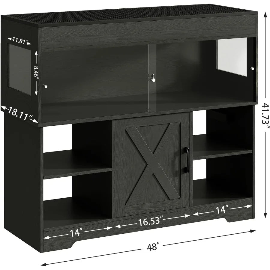 60 Gallon Reptile Tank with Stand and Storage Cabinet. Designed for Lizards & Snakes Featuring Sliding Acrylic Doors Mesh Top