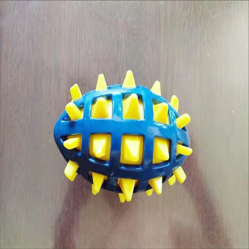Dog rubber rugby, soft spines, teeth grinding, bite resistance, squeezing, vocalization accompanying large and medium-sized dogs
