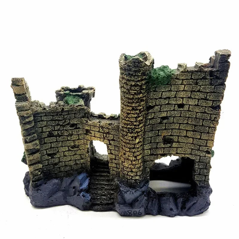 New Resin Fish Tank Ancient Castle Decoration. Aquarium Rock Cave Building Decoration